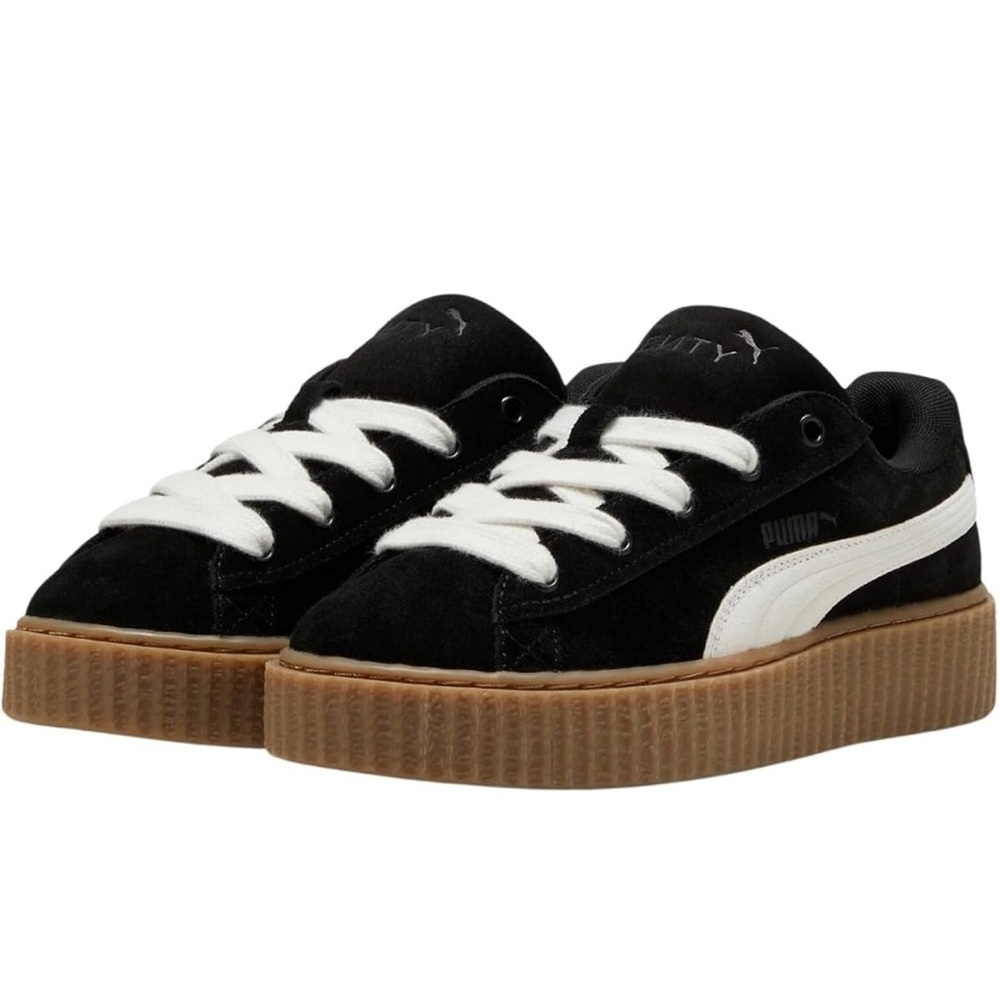 Puma Fenty x Women’s Creeper Phatty Black and Warm White Sneakers with Gum Sole